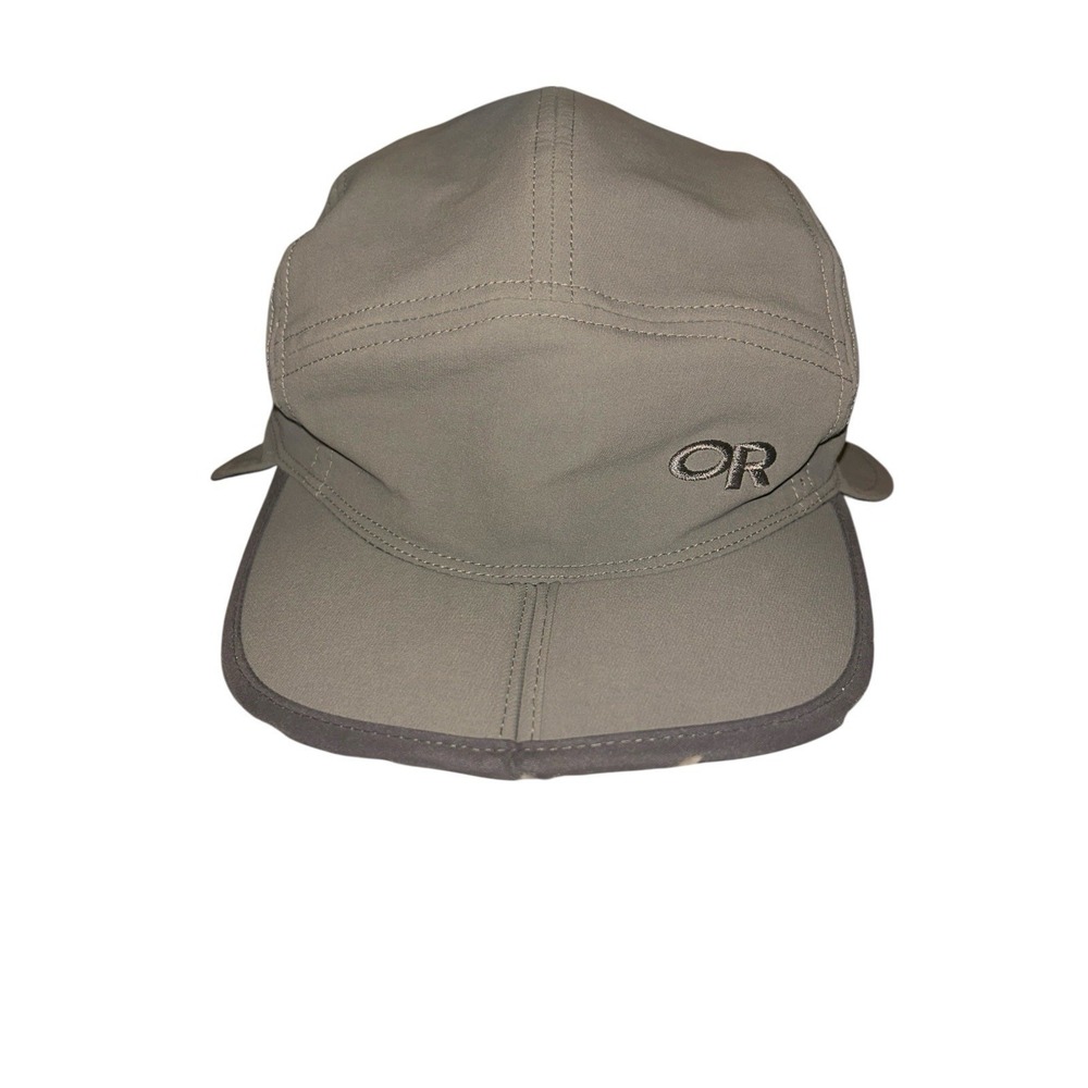 Outdoor Research Hat Mens Small Medium Gray 5 Panel Foldable Lightweight Ear Cap